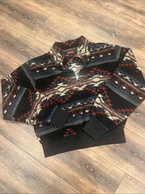 Kids Patterned Half-Zip Pullover Hoodie - Black Multi